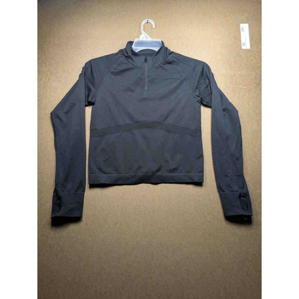 Pink Active Victorias Secret Black Quarter Zip Seamless Pullover Thumbholes M/L